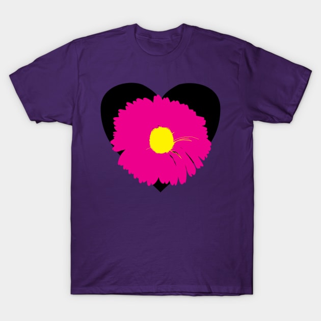 Black Heart Pink Flower T-Shirt/Tees T-Shirt by EllenDaisyShop